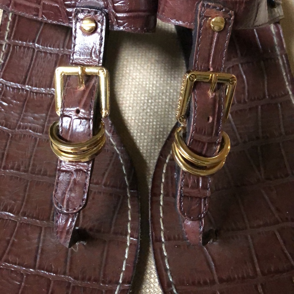 TORY BURCH brown thong gold accent sandals, 7.5 - Picture 2 of 10
